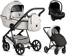 Детская коляска Tutis Viva 6 Plus Leather 3 в 1 с автокреслом Elo Lux EduSky Black 1612085 Cloud