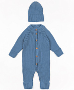 Комбинезон вязаный AmaroBaby Pure Love Tot демисезонный с шапочкой голубой 56