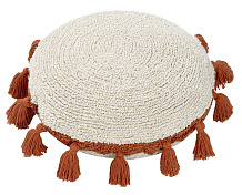 Подушка Lorena Canals бежевая с терракотовыми кисточками D48 см