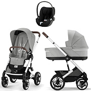 Коляска Cybex Talos S Lux SLV complete Cloud T Sepia Black 3 в 1 Stone Grey с дождевиками