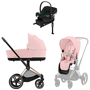 Коляска Cybex Priam IV Rosegold complete Aton B2 Volcano Black Base One 4 в 1 Peach Pink