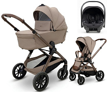 Коляска Agex Prima Pro 3 в 1 с автокреслом i-Team ATG080 Grey APD221 Dune бежевый