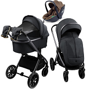 Детская коляска AmaroBaby Genius 3 в 1 с автокреслом Rant Miro Moca серый