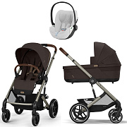 Коляска Cybex Balios S Lux TPE complete Cloud T Platinum White Plus 3 в 1 Chocolate Brown с дождевиками