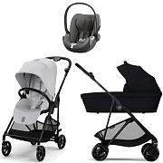 Коляска Cybex Melio Carbon Cloud T i-Size Mirage Grey 3 в 1 Fog Grey/Magic Black с дождевиками
