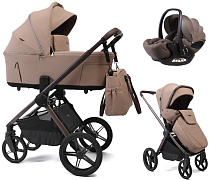 Детская коляска Peppy Soho 3 в 1 с автокреслом Verona Brown Sand (песочный) рама шоколад