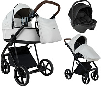 Детская коляска Roan Sol Vintage Leather 2.0 3 в 1 с автокреслом Pituso Baesa Pro Black SL/12/L Island Stone /Black/ руч.Коричневый