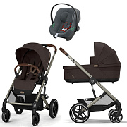 Коляска Cybex Balios S Lux TPE complete Aton B2 Steel Grey 3 в 1 Chocolate Brown с дождевиками