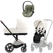 Коляска Cybex Priam IV Rosegold complete Cloud T Sage Green Plus 3 в 1 Off White