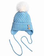 Шапочка вязаная AmaroBaby Pure Love Wool утепленная голубой 40