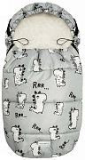 Конверт меховой AmaroBaby Snowy Travel 105 см динозавры серый
