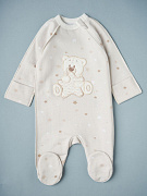 Комбинезон на молнии Little Star Мишка со звездой 0208 (ЧЗ-мз) бежевые звезды 62