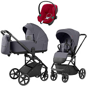 Коляска Carrello Alfa CRL-6522 2025 Cybex Aton B2 i-Size Dynamic Red 3 в 1 Fashion Grey