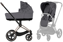 Коляска 2 в 1 Cybex Priam IV Rosegold Dream Grey (Simply Flowers Grey)