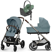 Коляска Cybex Balios S Lux TPE complete Cloud T Leaf Green Plus Base T 4 в 1 Stormy Blue с дождевиками