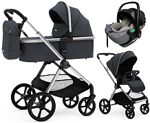 Коляска Agex Life 3 в 1 хромированная рама с автокреслом i-Safe Grey ALM606 Midnight Grey (Темно-серый)