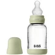 Стеклянная бутылочка Bibs для кормления с силиконовой соской, медленный поток, 120 мл 50191250 Sage