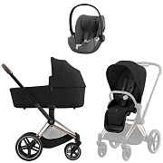 Коляска 3 в 1 Cybex Priam IV Rosegold complete и автокресло Cloud T i-Size Mirage Grey Plus Sepia Black