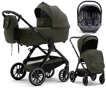 Коляска Agex Prima Pro 3 в 1 с автокреслом i-Team ATG080 Grey APF664 Green (Зеленый)