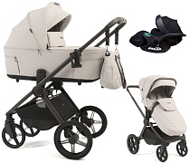Детская коляска Peppy Soho 3 в 1 с автокреслом Verona Black Taupe (бежевый), рама серо-бежевый